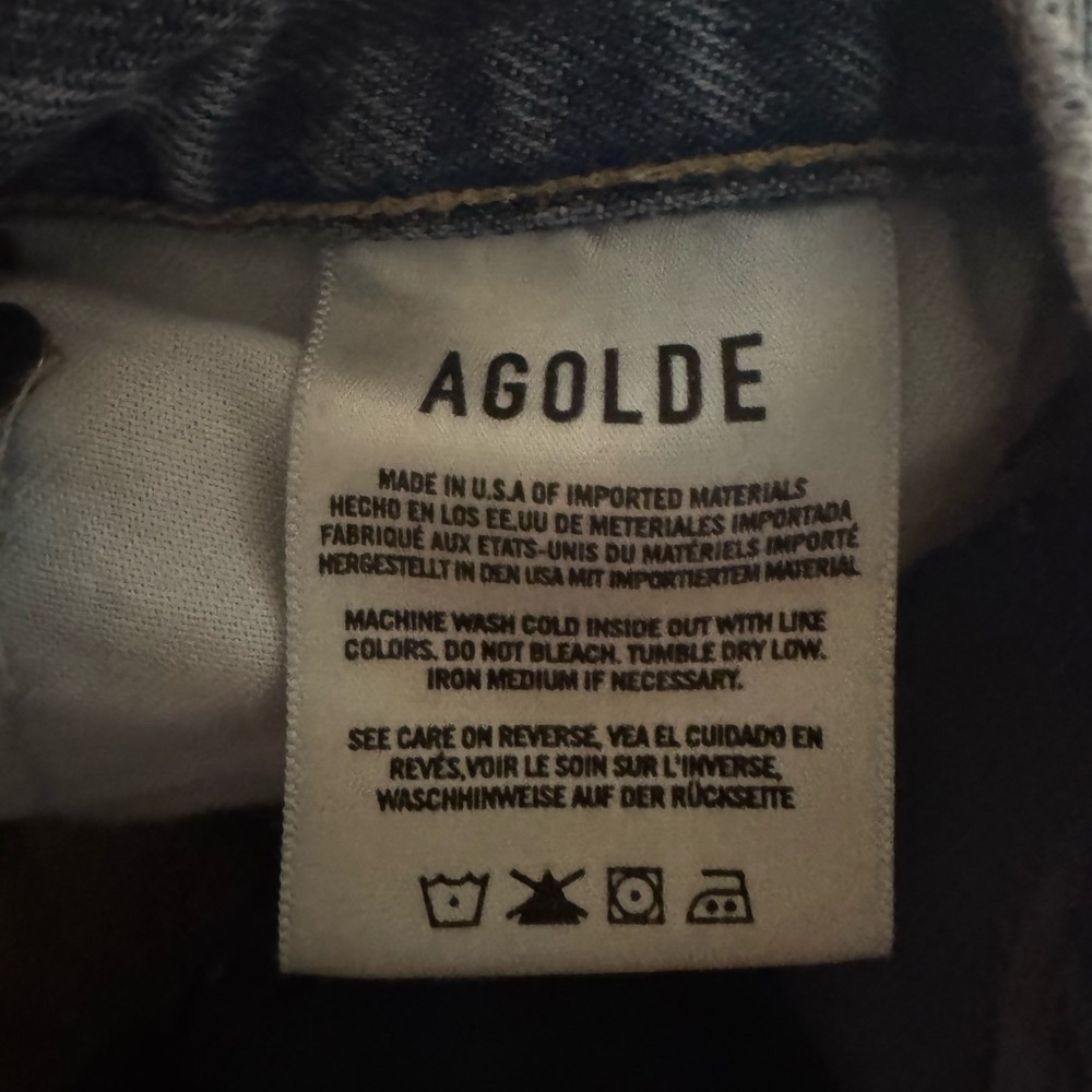 AGOLDE 90's High Rise Pinch Waist Straight Jeans Size 27 Button Fly Distressed - Picture 9 of 14